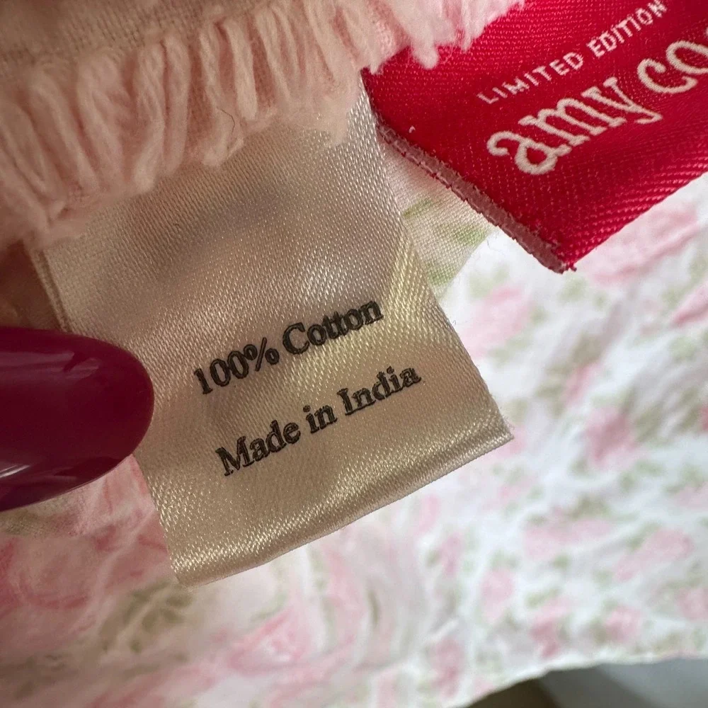Amy Coe Limited Edition Pink Chenille Floral Baby Blanket 100% Cotton 30x42